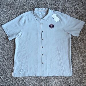 Tommy Bahama Houston Astros Silk Button Shirt Mens Size 2XL Gray MLB Graphic NEW